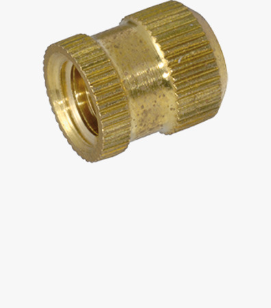 BN 1044 Threaded inserts for insertion form Q knurled without shoulder, with  through hole thread, for thermoplastics and thermosets