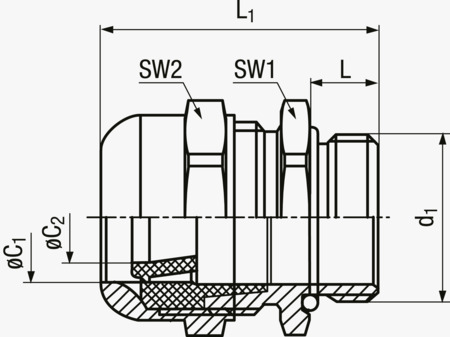 BN 22048 JACOB® WADI rail Kabelforskruninger    med metrisk gevind