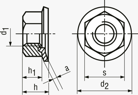 BN 1365 Ecrous hexagonaux combinés avec rondelle élastique conique imperdable