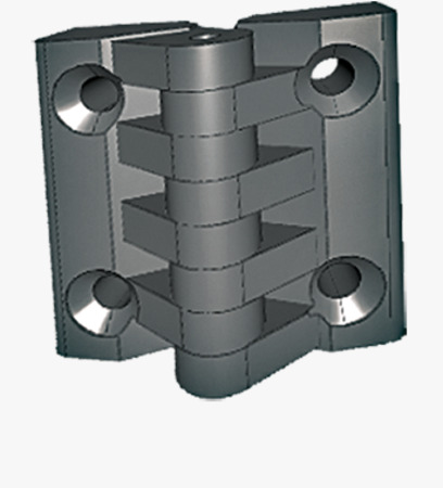 BN 13559 ELESA® CFA-F-SH Hinges with detent position at 90° with pass-through holes for countersunk head screws