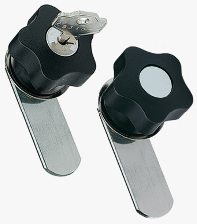 BN 14161 ELESA® VC.308 Latch-type knobs with lock with flat closing latch, steel zinc plated