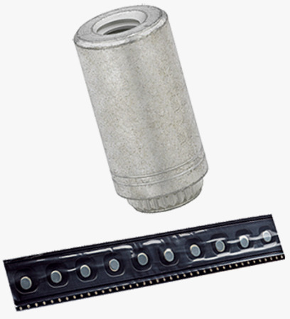 BN 26672 PEM® ReelFast® SMTKFE Separadores roscados insertables sin parche adhesivo, en riel para tarjetas de circuito impreso
