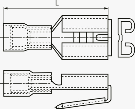 BN 22515 鉤型推入式母插端子 PVC-絕緣套