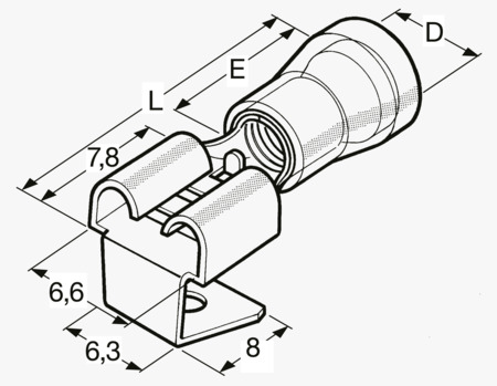 BN 20377 BM 鉤型推入式母插端子 有防震銅套和PVC絕緣套