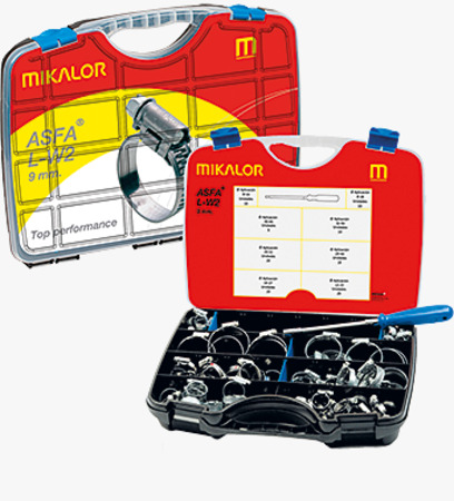 BN 2119 MIKALOR ASFA-L Assortment of hose clamps for medium pressure, with screwdriver