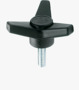 BN 14131 ELESA® VB.639 p Three-arm knobs with threaded stud, steel zinc plated