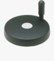 BN 14090 ELESA® VDS+I Skive håndhjul med drejbart greb, stålbøsning sortoxyderet
