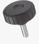BN 21224 ELESA® MBT-p-SOFT 凹槽凹紋旋鈕螺絲 外螺紋桿, 碳鋼鍍鋅