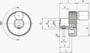 BN 20736 ELESA® MBT+I Color Mandos con moleteado cruzado con empuñadura giratoria inserto de latón, agujero ciego liso. Fijación por medio de prisionero transversal