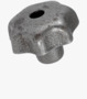 BN 13408 Star knobs nodular cast iron, deburred and sandblasted DIN 6336 D with tapped through-hole
