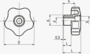 BN 14132 ELESA® VCT.FP 星型旋鈕帽 銅質通孔內螺紋