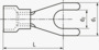 BN 22509 Nepájená lisovací kabelová očka  s PA izolací, vidlicovitý tvar