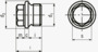 BN 1685 Tapones roscados con cabeza hexagonal valona, sin junta y con rosca métrica de paso fino