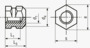 BN 1042 Gewindeeinsätze zum Einlegen Form P sechskant ohne Ansatz, mit Sacklochgewinde, für thermo- und duroplastische Kunststoffe