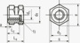 BN 1039 Inserti filettati per costampaggio forma G esagonali con spallamento, con foro cieco filettato, per termoplastici e duroplastici