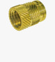 BN 1052 Threaded inserts for hot or ultrasound embedding without head, opposed helical knurl, for thermoplastics