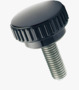 BN 20082 ELESA® B.193-SST-p 滾花頭旋鈕螺絲 外螺紋桿, 不銹鋼