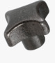 BN 13406 Star knobs nodular cast iron, deburred and sandblasted DIN 6335 E with tapped blind hole