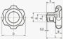 BN 14153 ELESA® VL.155 Ruční kolečka hvězdicová s kovovým pouzdrem ocelové pouzdro černěné se slepým otvorem
