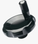 BN 14152 ELESA® VL.140+I Lobe knobs with revolving handle, black-oxide steel hub and pre-drilled blind hole