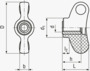 BN 21218 ELESA® CWN-FP 翼形螺帽 銅凸球