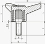 BN 14131 ELESA® VB.639 p 三瓣型旋鈕螺絲 外螺紋桿, 碳鋼鍍鋅
