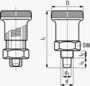 BN 2955 FASTEKS® FAL Rastbolzen kompakt mit Arretierung mit metrischem Feingewinde und Sechskantbund, kurze Ausführung