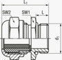 BN 22157 JACOB® WADI Pressacavi con filettatura Pg e guarnizione interna in due parti a passaggio ridotto per un grande campo di serraggio standard