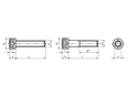 Dibujo técnico con dimensiones de Tornillos de cabeza cilíndrica con hueco hexagonal parcial / totalmente roscados, con rosca UNF