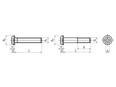 Disegno tecnico con quote di Viti con testa a bottone ed esagono incassato, interamente / parzialmente filettate