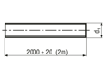 Technical drawing with dimensions of Threaded rod metric thread 2 meter