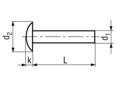 Dibujo técnico con dimensiones de Remaches de cabeza abombada
