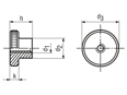 Dessin technique avec dimensions de Ecrous moletés hauts