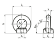 Technical drawing with dimensions of Lifting eye nuts