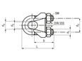 Disegno tecnico con quote di Morsetti per funi metalliche