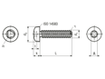 Dessin technique avec dimensions de ecosyn® IMX - Vis autoformeuses à tête cylindrique bombée à six lobes internes, filetage métrique