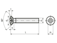 Technische Zeichnung mit Maßen von Linsensenkschrauben mit Kreuzschlitz Phillips Form H
