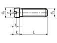 Dibujo técnico con dimensiones de Tornillos de cabeza cilíndrica ranurada cabeza reducida