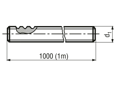 含尺寸的技術圖：梯型牙螺桿 1米