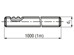 Technical drawing with dimensions of Spindles with trapezoidal thread 1 meter