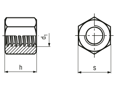 含尺寸的技術圖：六角螺帽~1.5d