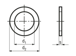 Dibujo técnico con dimensiones de Anillos de junta para racores y tapones roscados