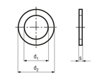 Dibujo técnico con dimensiones de Anillos de junta para racores y tapones roscados