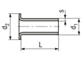 Dibujo técnico con dimensiones de Remaches tubulares fabricados a partir de tubo de latón