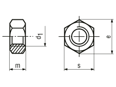 Disegno tecnico con quote di Dadi esagonali ~0,8d