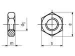 Rysunek techniczny z wymiarami Nakrętki sześciokątne ~0,5d