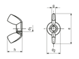 Dessin technique avec dimensions de Ecrous à oreilles matricés