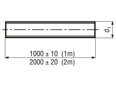 치수가 포함된 기술 도면: Threaded rod metric thread 1 meter