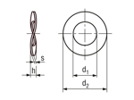 Dessin technique avec dimensions de Rondelles élastiques ondulées forme B