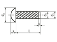 Technical drawing with dimensions of Hammer drive screws type U round head
